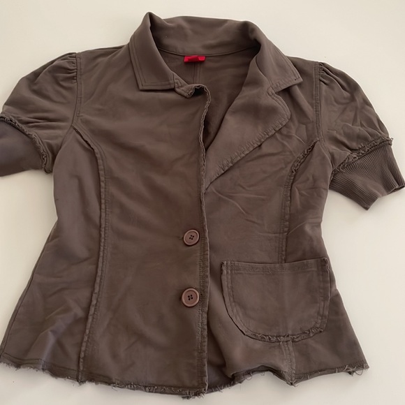 Mossimo Shacket- dark Taupe-Brown Short sleeves Half button Front pocket- Latge - Picture 3 of 10